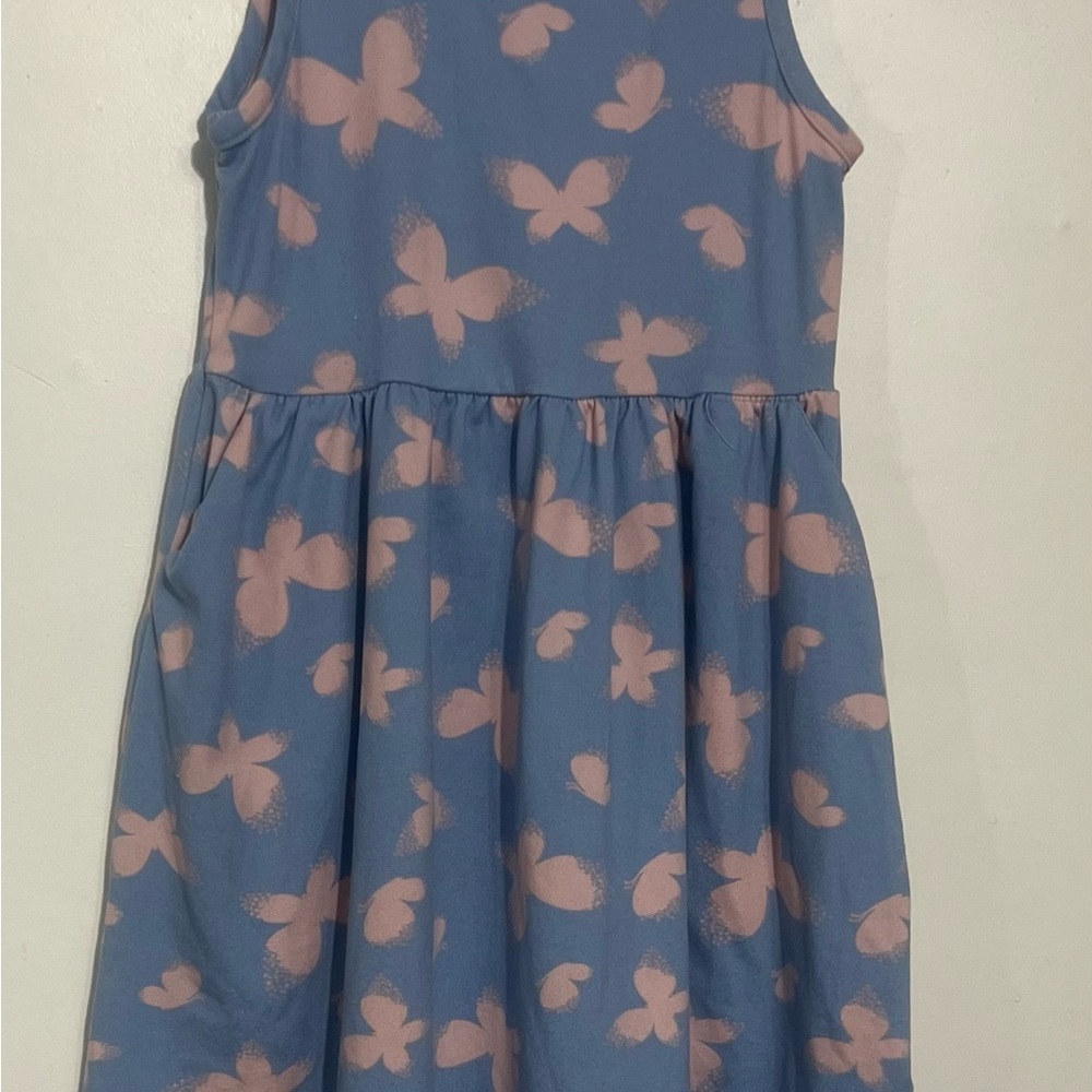Emma & Elsa Light‎ Blue Dress With Pink Butterfly’s Flared Summer Dress Girls 4